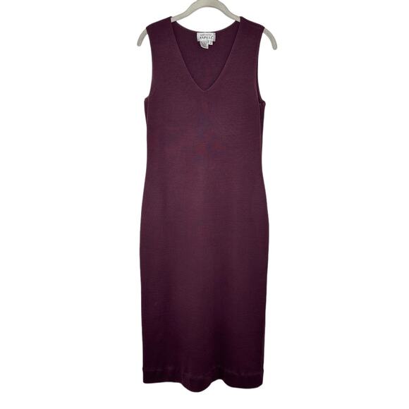 Adriana Papell Purple V Neck Sleeveless Wool Blend Midi Dress Size Medium - Picture 1 of 5